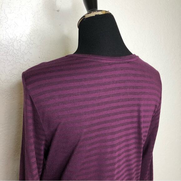 Eileen Fisher purple striped cashmere blend long sleeve knit tunic top - Picture 9 of 13